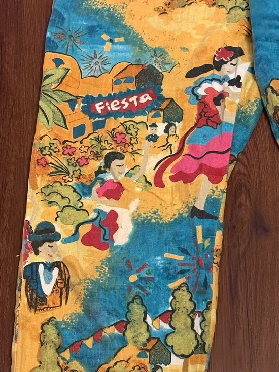 Chico's Fiesta-Print Capri Pants - Yellow & Teal - Picture 7 of 8